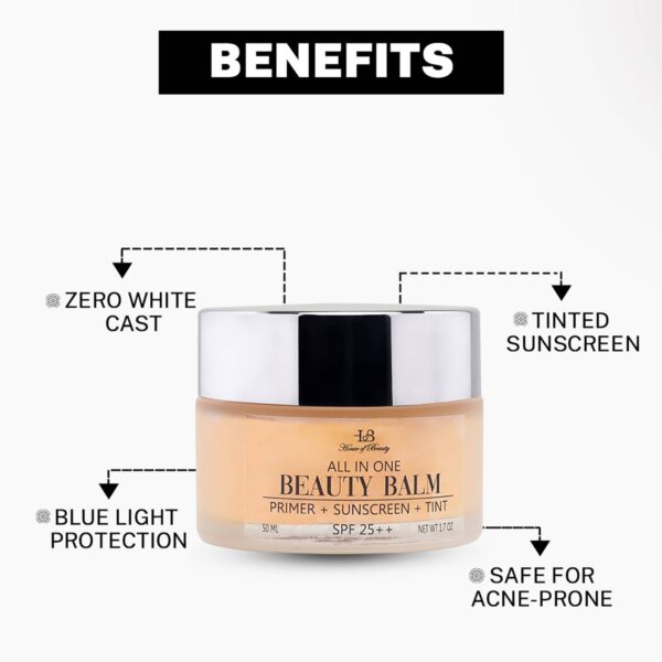 House of Beauty All Skin Bb-Beauty Balm W/T Primer, Tint, & Spf 25+ Covers Unevenness (50 ml) - House of Beauty