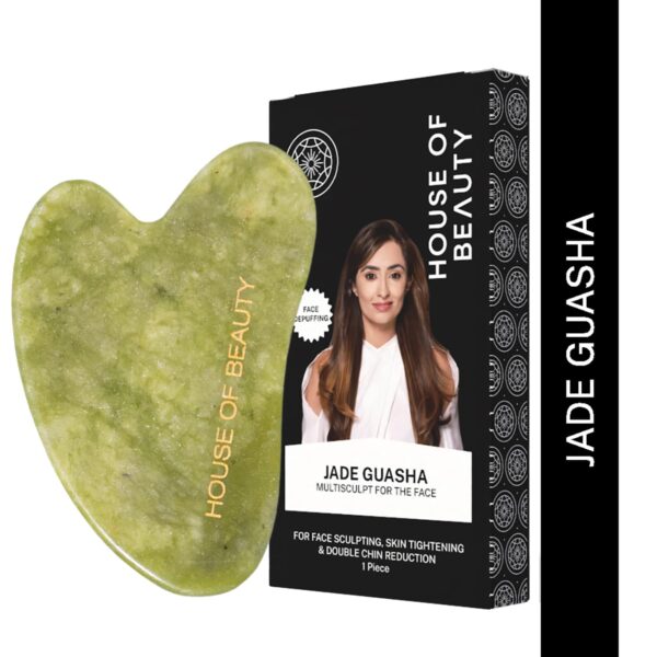 House of Beauty Jade Guasha Facetool For Double Chin, Sculpting Jawline & Contouring Face (1 Pc) - House of Beauty