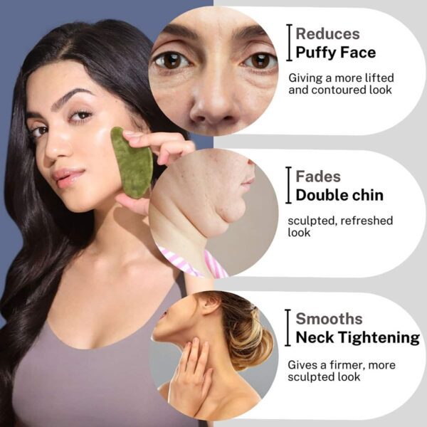 House of Beauty Jade Guasha Facetool For Double Chin, Sculpting Jawline & Contouring Face (1 Pc) - House of Beauty