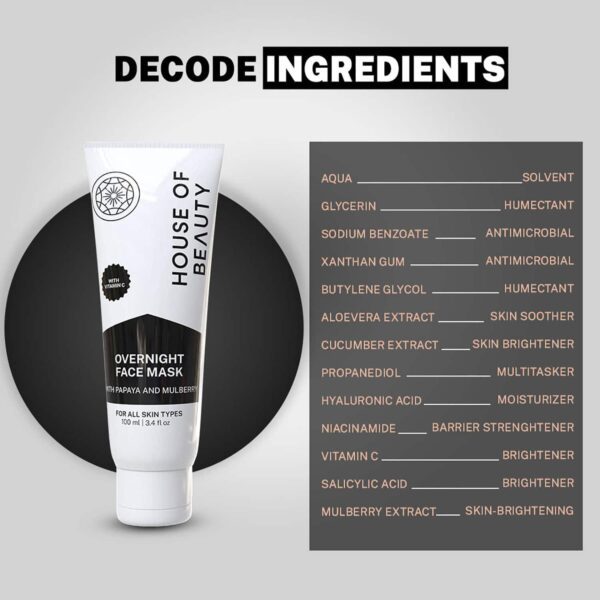House of Beauty Overnight Face Mask-Pigmented Skin & Discoloration W/T Papaya Enzymes (100 ml) - House of Beauty