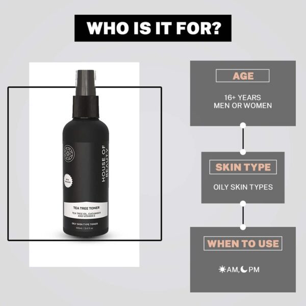 House of Beauty Tea Tree+Avocado Toner-Oily, Combination & Sensitive & Acne Prone Skin (100 ml) - House of Beauty