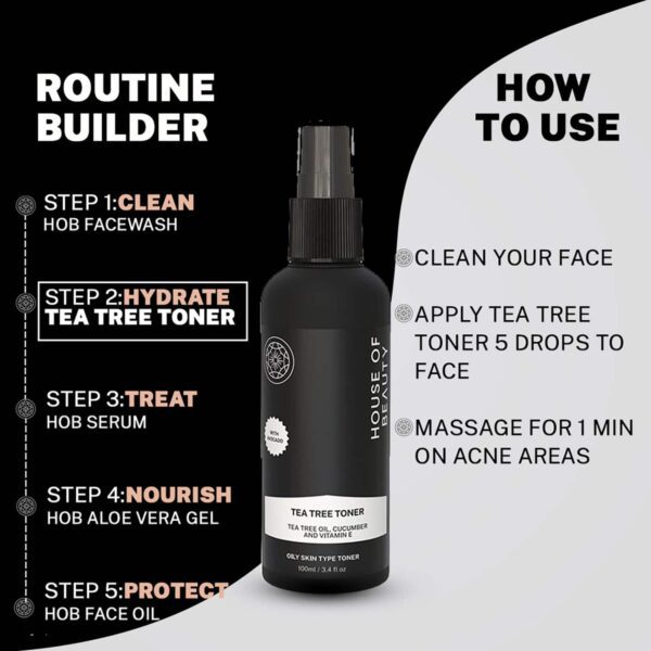 House of Beauty Tea Tree+Avocado Toner-Oily, Combination & Sensitive & Acne Prone Skin (100 ml) - House of Beauty