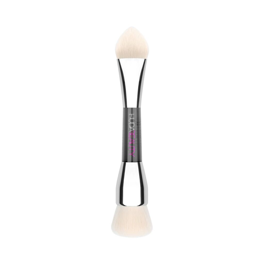 Huda Beauty Build and Buff Double Ended Foundation Brush - Black, Silver - Huda Beauty