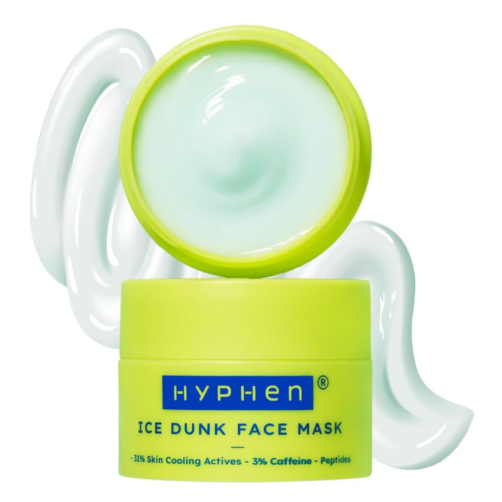 Hyphen Ice Dunk Instant Cooling Face Mask with 31% Skin Cooling Actives | 3% Caffeine - Instant Depuff, Tightening & Pore Reduction | Collagen Boost Cryo Therapy Face Pack For...