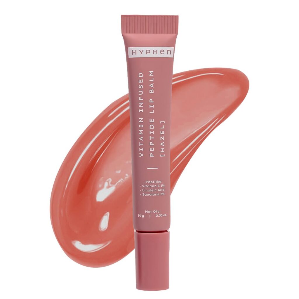 Hyphen Tinted Lip Balm - Hazel | 1% Vitamin E, 2% Squalane & Peptides | Brightening Lip Balm for Dark Lips | 24h Moisturization & Hydration for Dry & Chapped Lips - 10 g