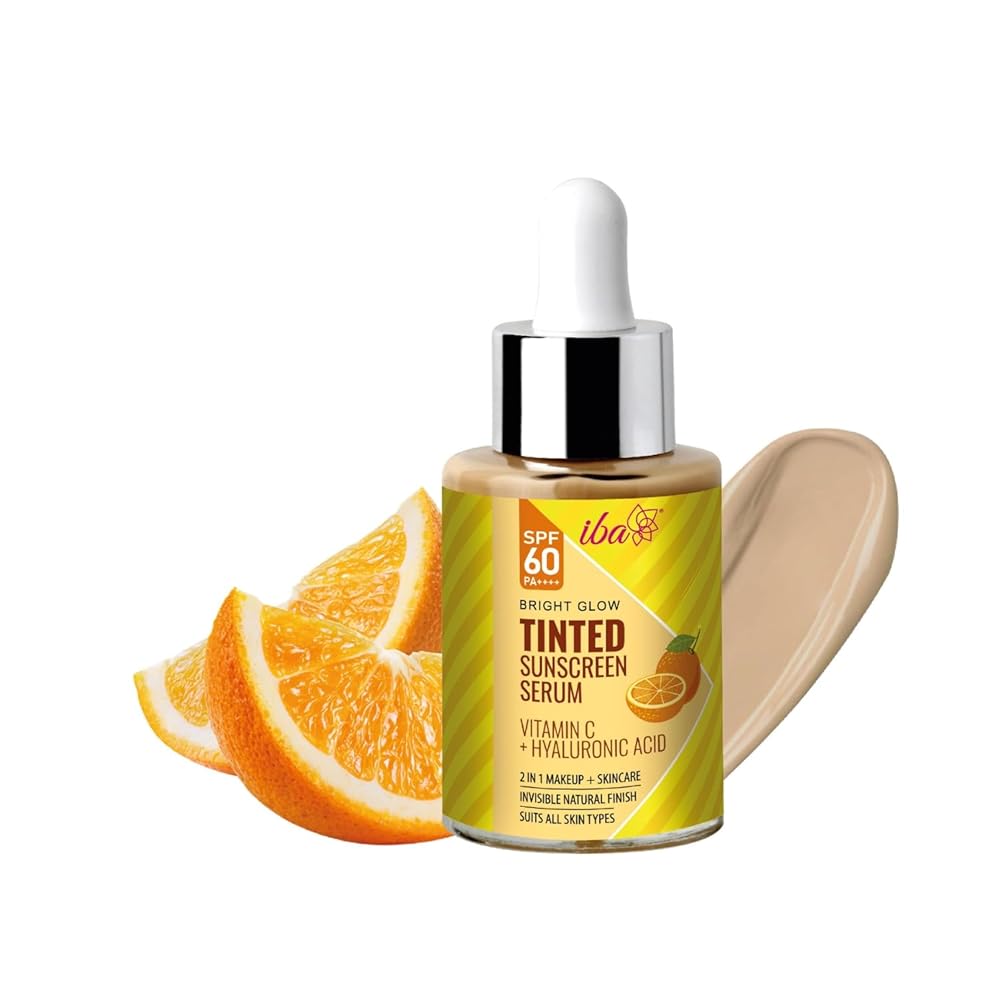 Iba Bright Glow Tinted Sunscreen Serum for All Skin Types SPF 60 PA++++ with Hyaluronic Acid & Vitamin C, 30ml | Broad Spectrum- UVA & UVB Protection | For Glowing & Sun-Safe...