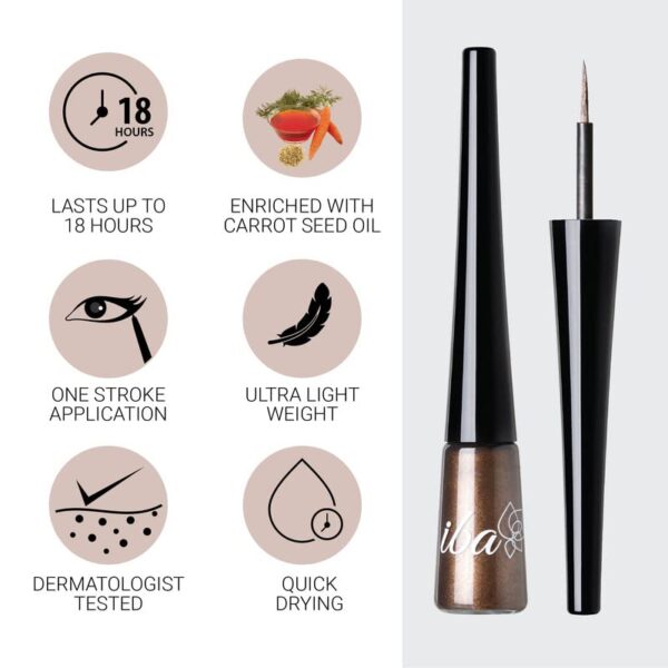 Iba Eye Talk Liquid Eyeliner - 02 Shimmery Bronze | 18 Hr Waterproof No Fade & Smudge proof Eye Makeup | Quick Drying | Matte Finish | Halal Certified & Vegan Makeup