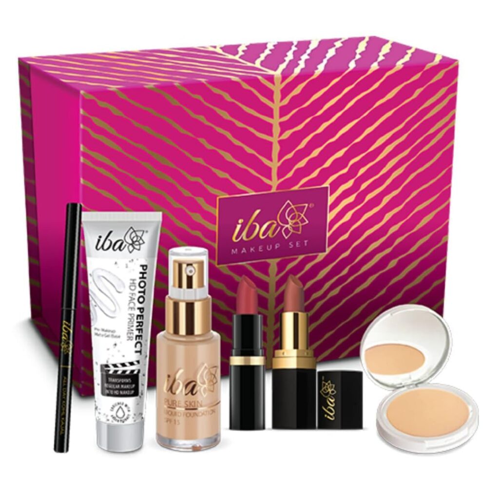 Iba Makeup Gift Set for Women (Medium) | Foundation, Compact, Primer, Lipsticks, Kajal | Long Lasting | Full Coverage | Bridal Makeup Kit for Women | 100% Vegan & Cruelty-Free...