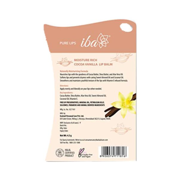 Iba Moisture Rich Cocoa Vanilla Lip Balm (4.5g) - Iba