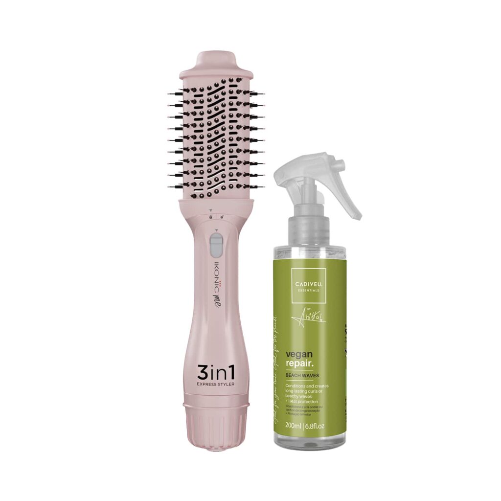 Ikonic 3 In 1 Express Styler Pink & Cadiveu-Vegan Repair Beach Waves Combo - Ikonic Professional