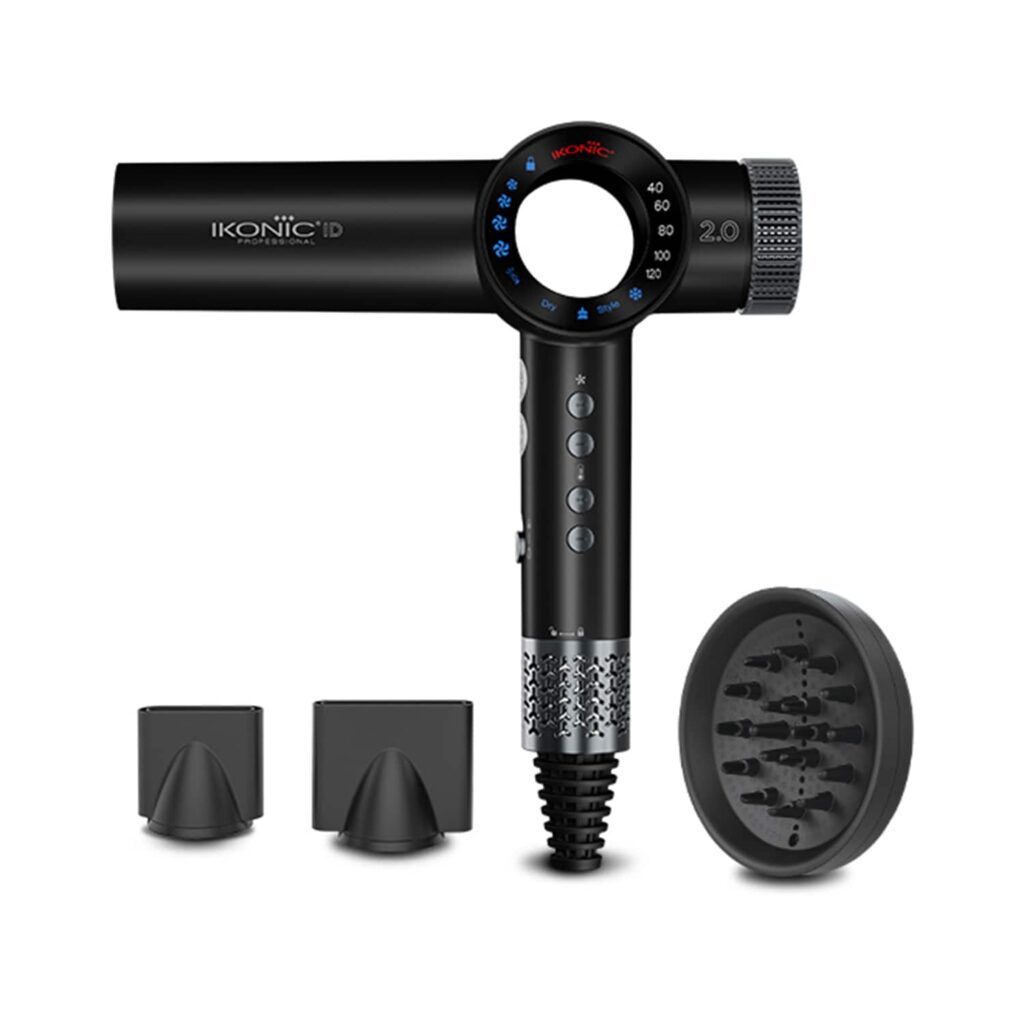 Ikonic Hair Dryer ID 2.0 - Black and Metallic Silver (1 pc) - Ikonic Professional