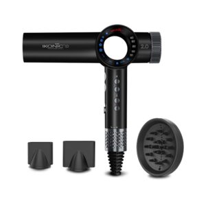 Ikonic Hair Dryer ID 2.0 - Black and Metallic Silver (1 pc) - Ikonic Professional