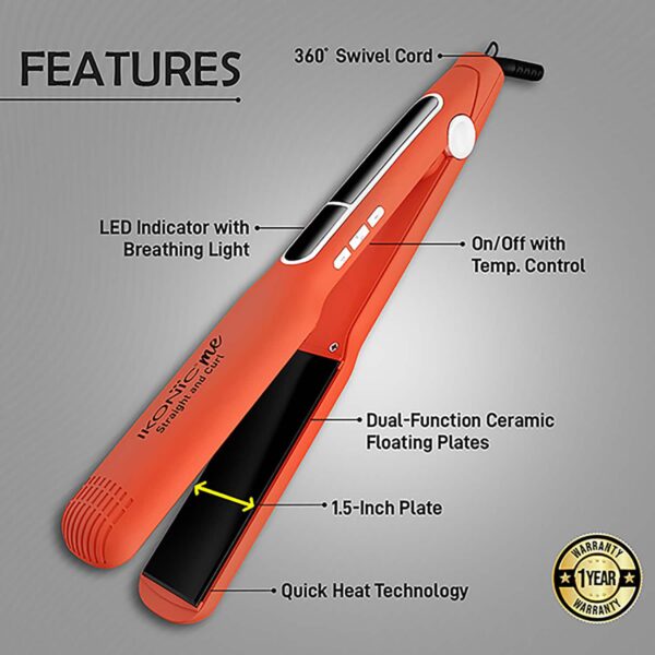 Ikonic Me 2 In 1 Straight and Curl Wide - Orange - Ikonic Me