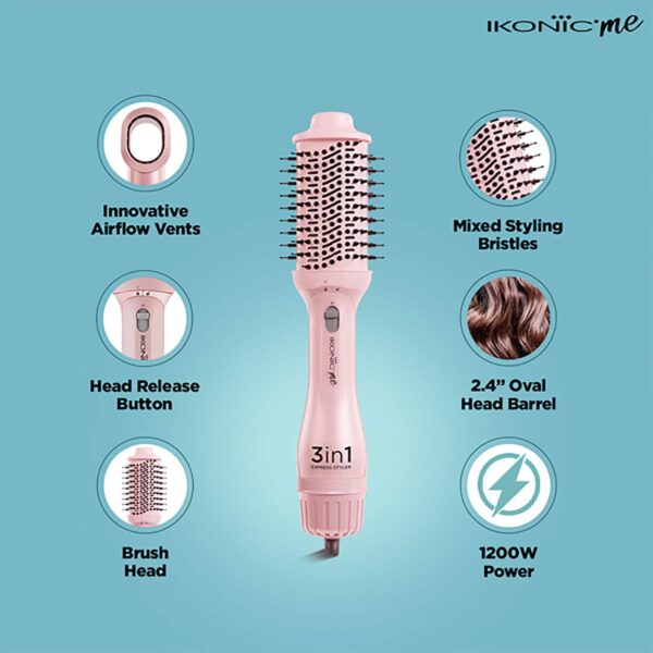 Ikonic Me 3-In-1 Express Styler - Pink (1 pc) - Ikonic Me