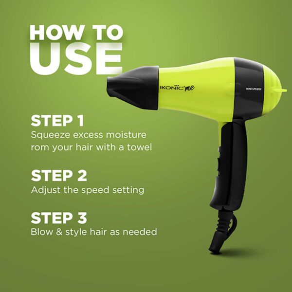 Ikonic Me Mini Speedy Hair Dryer - Black & Yellow (1 pc) - Ikonic Me