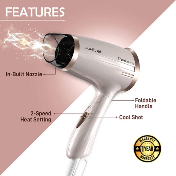 Ikonic Me Travel Express Hair Dryer - White (1 pc) - Ikonic Me