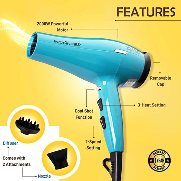 Ikonic Me Ultralight 2000 Hair Dryer - Teal (1 pc) - Ikonic Me