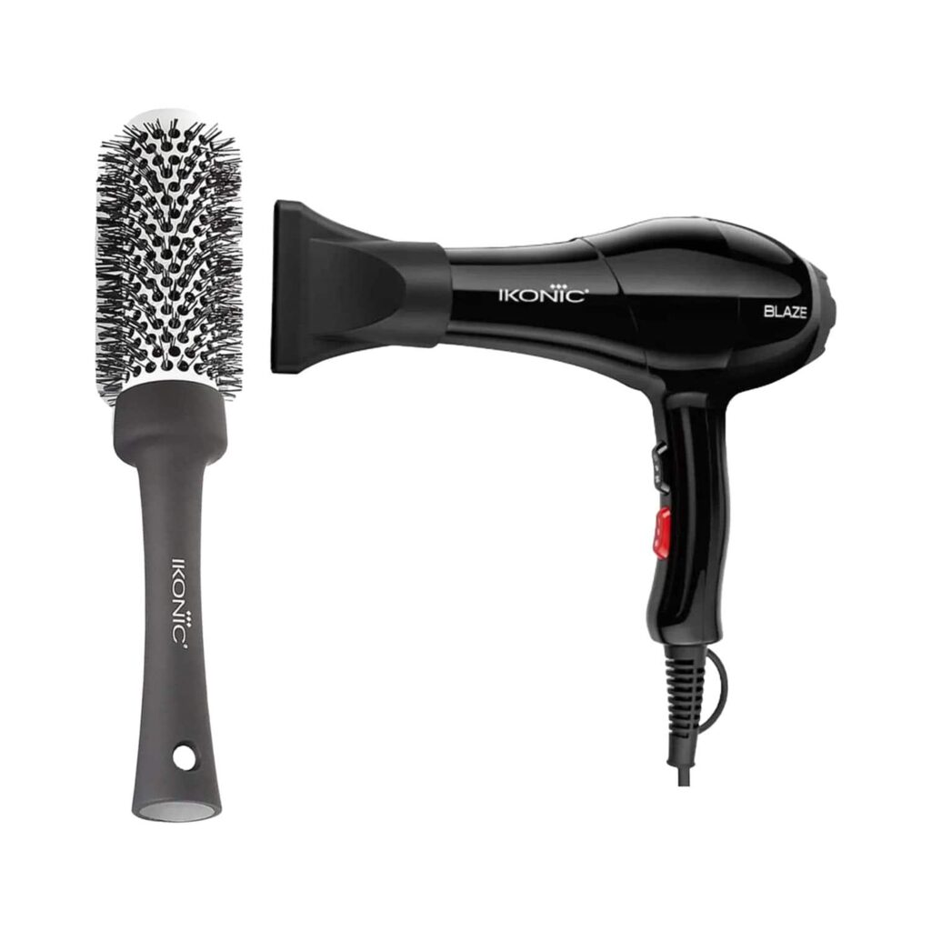 Ikonic Professional Blaze Black Hair Dryer and BDB 32 Blow Dry Brush Combo - Ikonic Professional
