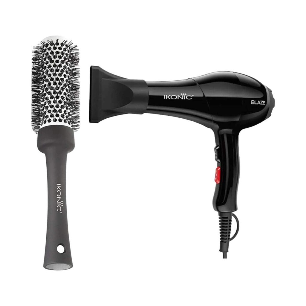 Ikonic Professional Blaze Black Hair Dryer and BDB 43 Blow Dry Brush Combo - Ikonic Professional