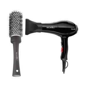 Ikonic Professional Blaze Black Hair Dryer and BDB 43 Blow Dry Brush Combo - Ikonic Professional
