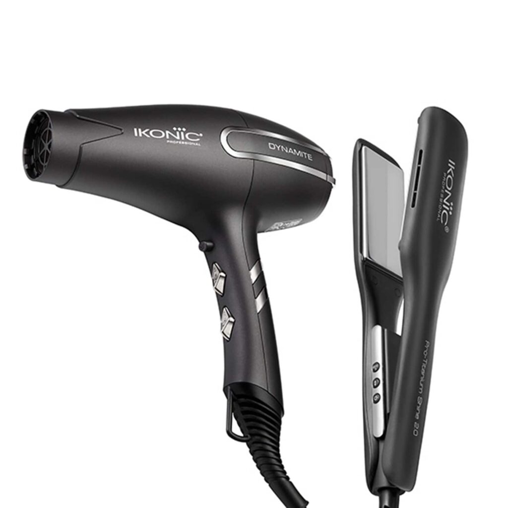 Ikonic Professional Dynamic Hair Dryer and Pro Titanium Shine Hair Straightener Combo - Ikonic Professional