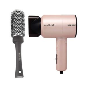 Ikonic Professional Mini Vibe Pearl Pink Hair Dryer and BDB 43 Blow Dry Brush Combo - Ikonic Professional