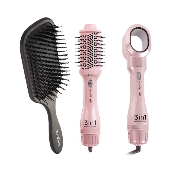 Ikonic Professional Paddle Big Brush and 3-In-1 Express Pink Styler Combo - Ikonic Professional