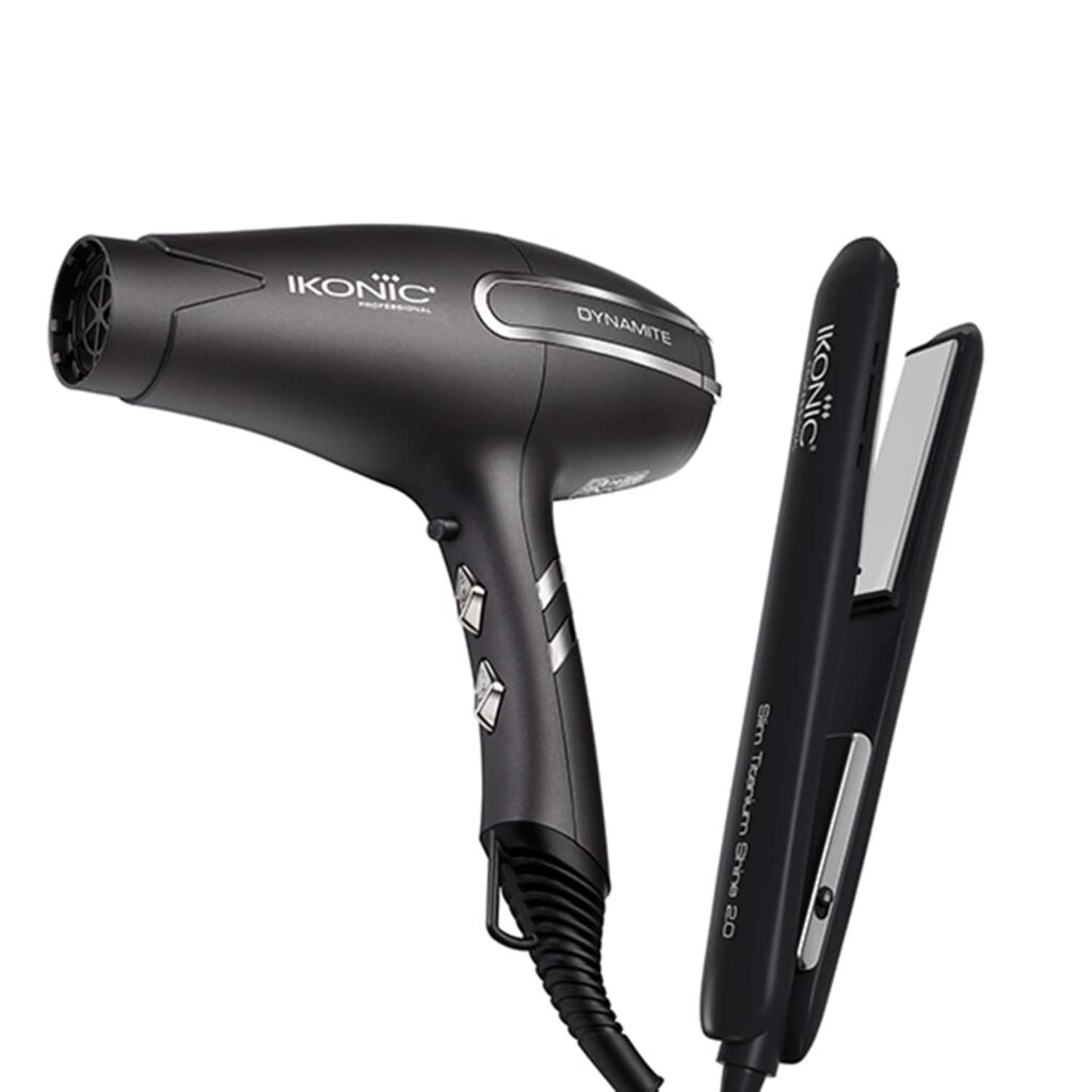Ikonic Professional Slim Titanium Shine Hair Straightener and Dynamic Hair Dryer Combo - Ikonic Professional