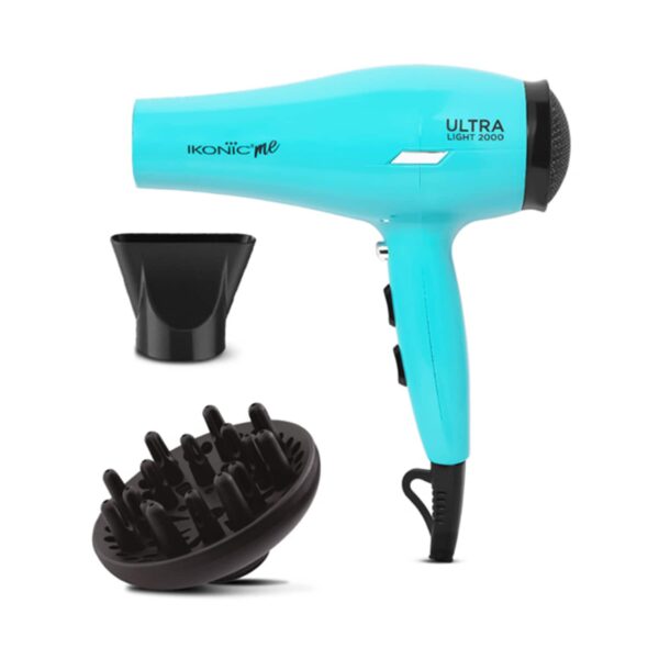 Ikonic Professional Ultralight 2000 Teal Hair Dryer and BDB 43 Blow Dry Brush Combo - Ikonic Professional
