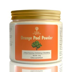 Indus Organics Orange Peel Powder face pack- For Boosten Collagen, Tan Removal, Oil Control, Glowing Skin, Scars Removal,Natural Skin cleanse, Antioxidants Add Glow with Vitamin...