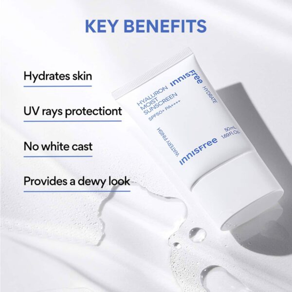 Innisfree Hyaluron Moist Sunscreen SPF50+ PA++++ No White Cast Watery Finish Mini (25 ml) - Innisfree