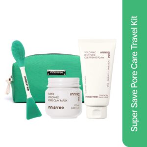 Innisfree Pore Care Besties Combo - Mask, Cleanser, Spatula & Pouch (4 pcs) - Innisfree