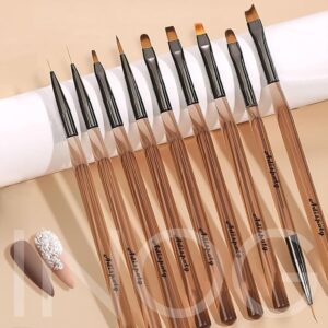 INOG 9Pcs Nail Art Brushes,Nail Art Tool Set, Nail Dotting Tools, Nail Art Design Brushes for Gel Polish, Nail Polish Brushes&Clean Up Brushes, 3D Nail Art Decorations Brush for...