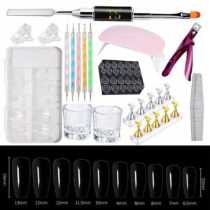 INOG Acrylic Nail Kit Nail Art Tool for Beginners and Professional, Nail Clipper, Fake Nail Tips, LED Nail Lamp, Polygel Brush, Nail File, Dotting tool, Nail Stickers For Nails...