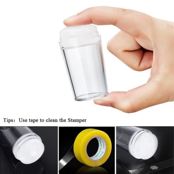 INOG French Tip Nail Stamp - Nail Art Stamper with Silicone French Nail Stampers, Nail Scrapers and Replaceable Stamper Heads, 100-Time Using Soft Nail Stamper Kit DIY Nail Art...