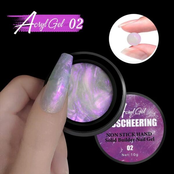 INOG Solid Builder Gel for Nails, Aurora Shimmer Hard Gel for Nail Extension, Non-Sticky Hand 3D Carving Sculpture Gel with Silicone Pen Decoration Mold for DIY Nail Art Home...