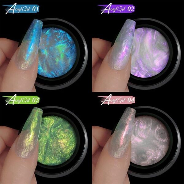 INOG Solid Builder Gel for Nails, Aurora Shimmer Hard Gel for Nail Extension, Non-Sticky Hand 3D Carving Sculpture Gel with Silicone Pen Decoration Mold for DIY Nail Art Home...