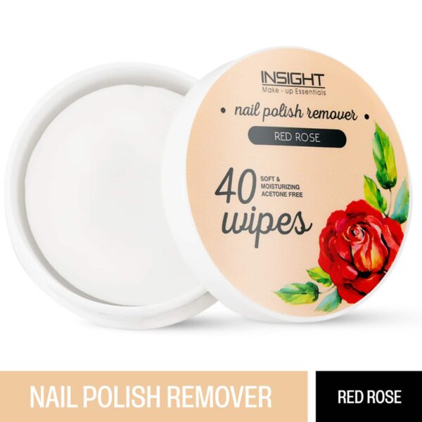 Insight Cosmetics Red Rose Nail Polish Remover Wipes (40 Pcs) - Insight Cosmetics