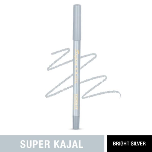 Insight Cosmetics Super Kajal | 24 Hr Long Stay | One Stroke Smooth Glide | Waterproof| Smudgeproof| Fadeproof | Deep Matte Finish, Bright Silver