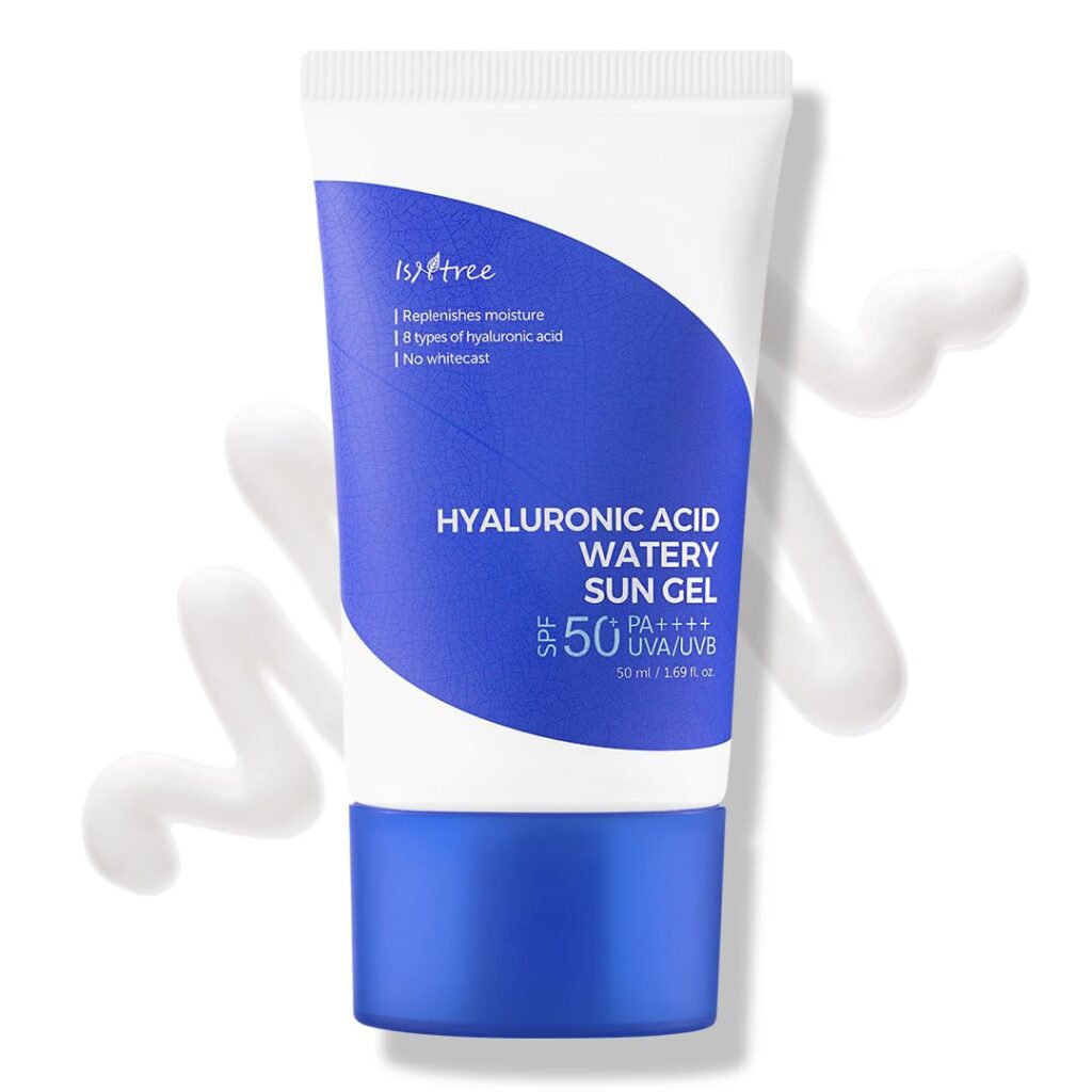 Isntree Hyaluronic Acid Watery Sun Gel Spf 50+ Pa++++ 1.69 Fl Oz,8 Types Of Hyaluronic Acid,Strong Protection Against Uva And Uvb Rays,No White Cast,Reef-Safe,Non-Nano Sunscreen...