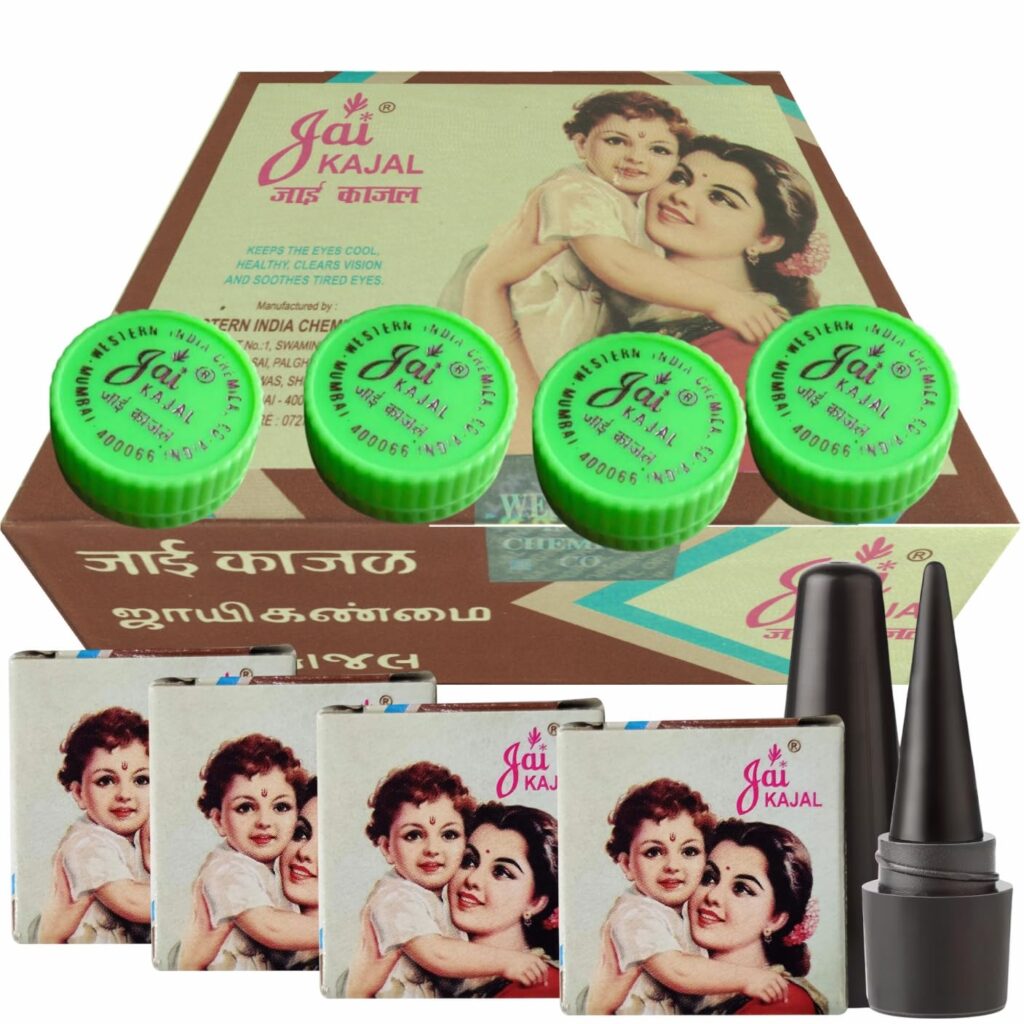 Jai Kajal Ayurvedic Matte Finish Kajal 4 quantity with Free kajal stick jai kajal for baby
