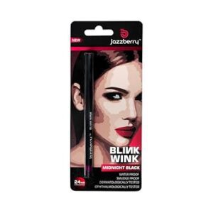 JAZZBERRY Blinkwink All Day Wear Kajal Pencil Midnight Black | Waterproof & Smudge Proof | 24 Hours Long Stay | Deep Matte Finish Bold Smooth Line - 30gm