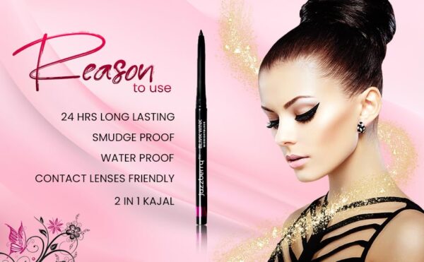 JAZZBERRY Blinkwink All Day Wear Kajal Pencil Midnight Black | Waterproof & Smudge Proof | 24 Hours Long Stay | Deep Matte Finish Bold Smooth Line - 30gm