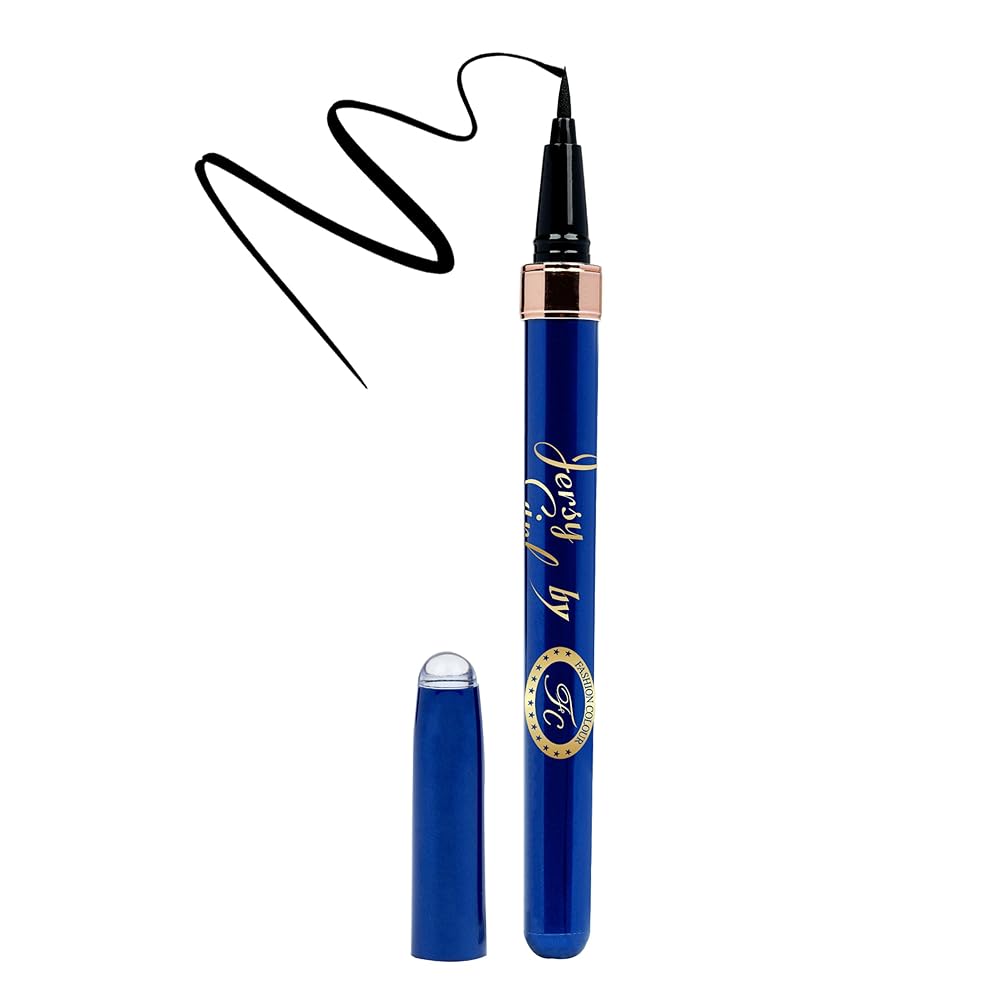 Jersey Girl By Fashion Colour Ultra Black Sketch Pen Eyeliner(1ml) | Quick Drying Formula | Matte Finish | Eyeliner For Women | Ultra Slim Felt Tip Applicator | Lasts Upto 24...