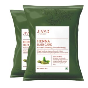 Jiva Henna Hair Care Powder 200 g | 100% Pure & Natural | Cleans & Nourishes Hair & Roots And Provides Natural Color & Shine | Helps With Dandruff, Itchy Scalp, & Frizzy Hair...