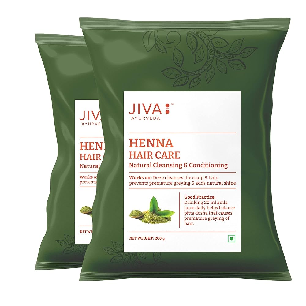 Jiva Henna Hair Care Powder 200 g | 100% Pure & Natural | Cleans & Nourishes Hair & Roots And Provides Natural Color & Shine | Helps With Dandruff, Itchy Scalp, & Frizzy Hair...