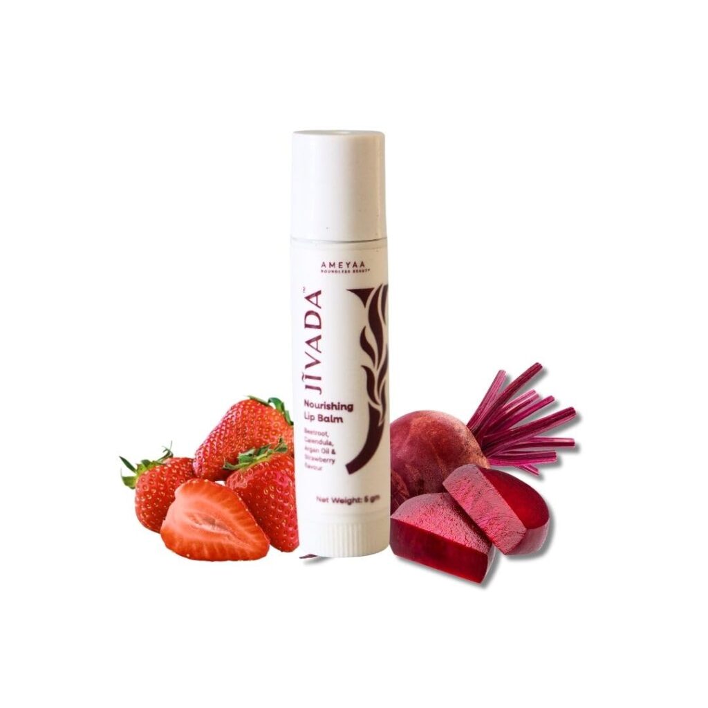 Jivada Nourishing Brightening Lip Balm with Beetroot, Shea Butter & Vitamin E & SPF | 12-Hour Hydration for Dry lips, Dark Lips & Chapped Lips | Soft, Glossy Lips | Sulphate &...