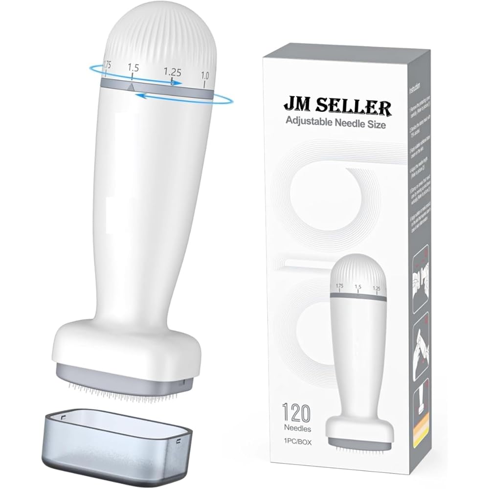 JM SELLER Adjustable 0~2mm 120 A - Advanced updated New Microneedling Derma Roller Pen Microneedle Stamp for Hair, Beard growth, Shrink Pores, Brighten Skin Tone, Facial care...