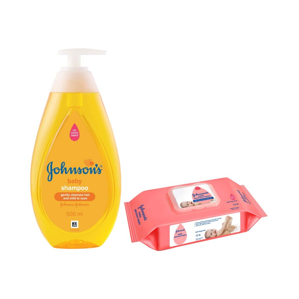 Johnson's Baby Baby Shampoo (500 ml) & Baby Skincare Wipes Combo - Johnson's Baby