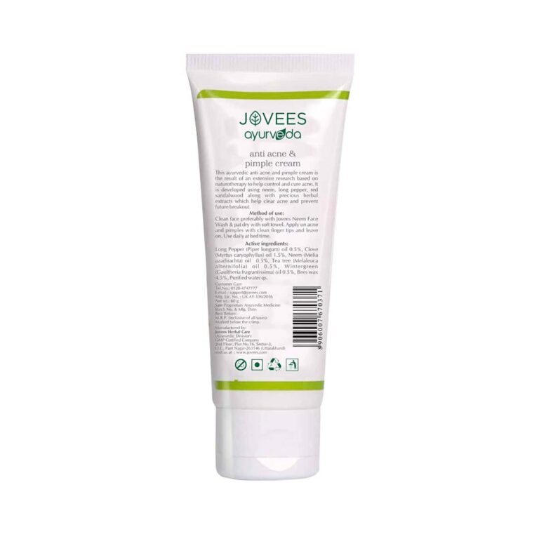 Jovees Ayurveda Neem & Long Pepper Anti Acne & Pimple Cream (60g) - Jovees